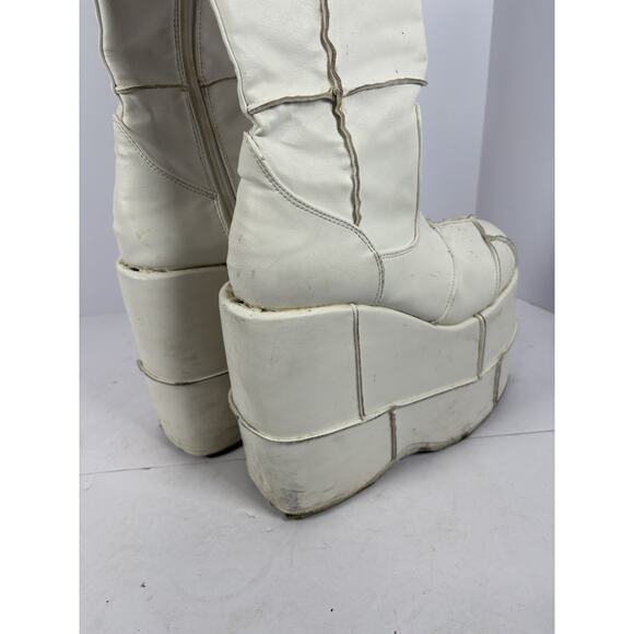 Demonia White Stack-301 knee-high boots Size Men 6 - Picture 5 of 16